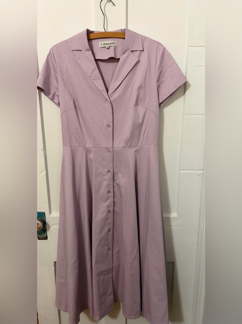 J. Peterman Lavender Button-Front Midi Dress